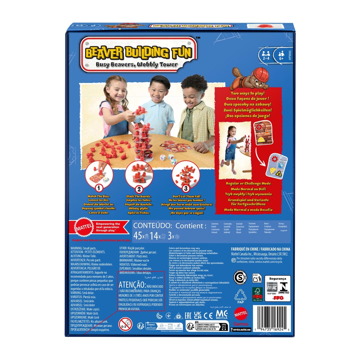 Beaver Building Fun Game For Family Nights, Game Nights, Travel & Camping For 2-4 Players 6 And Up.