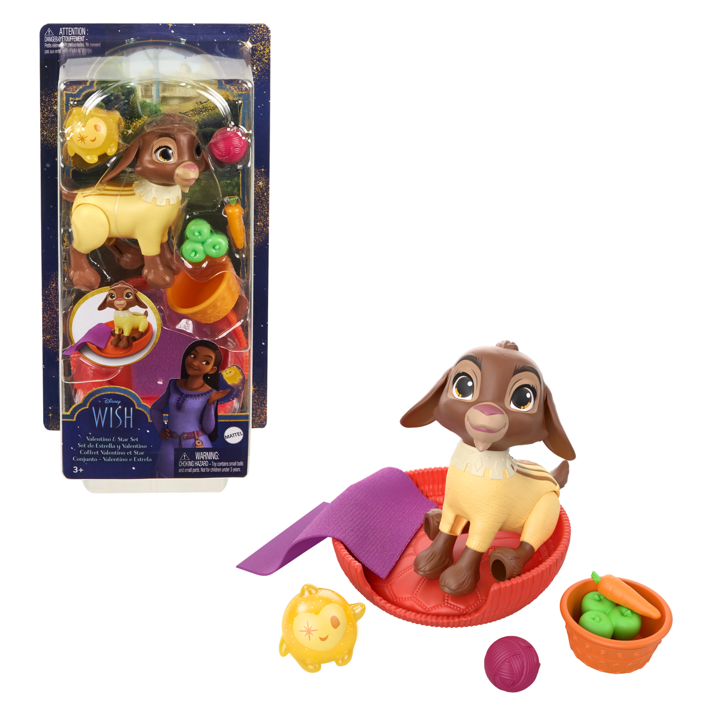 Disney Wish Valentino & Star Set With 2 Figures & 6 Accessories, Goat Figure Bends Back Legs